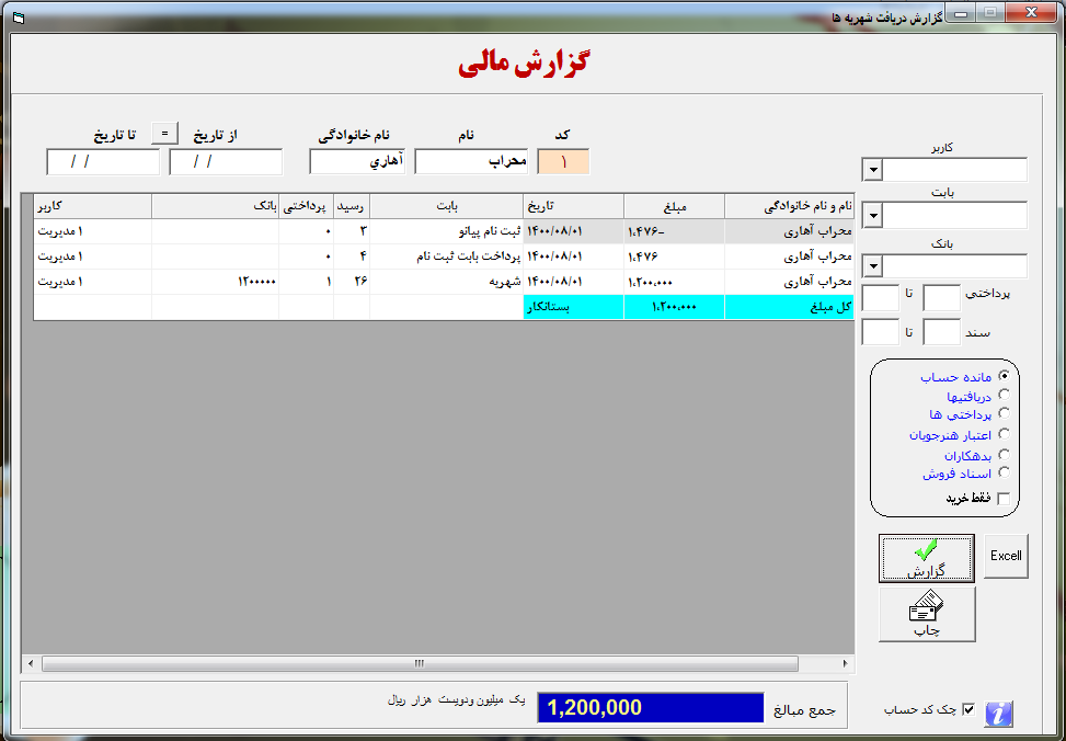 فرم گزارش مالی